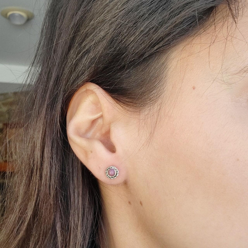 Classic Dainty Silver Boho Bohemian Stud Earrings